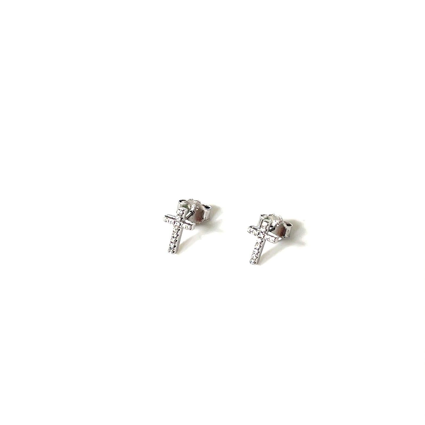 💎 Luminous Grace Petite Cross Stud Earrings – Sparkle CZ  Available in: Sterling Silver, Rhodium Finish, Yellow Gold Finish, Rose Gold Finish