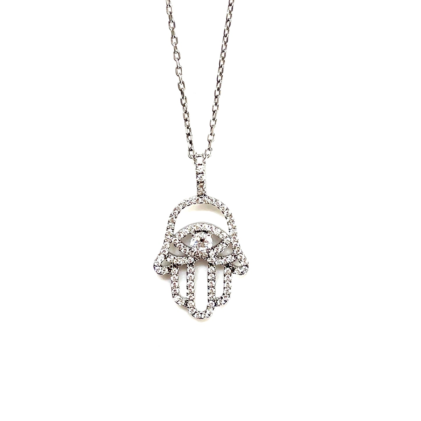 Celestial Grace – Hamsa Protection Necklace with CZ Centre