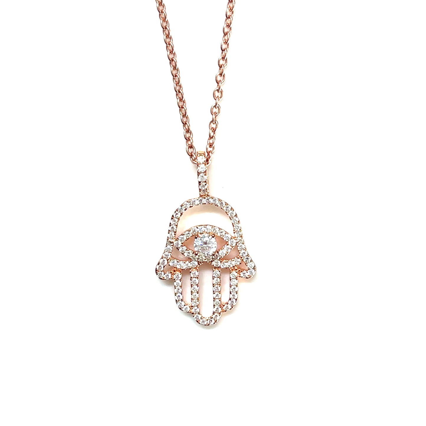 Celestial Grace – Hamsa Protection Necklace with CZ Centre