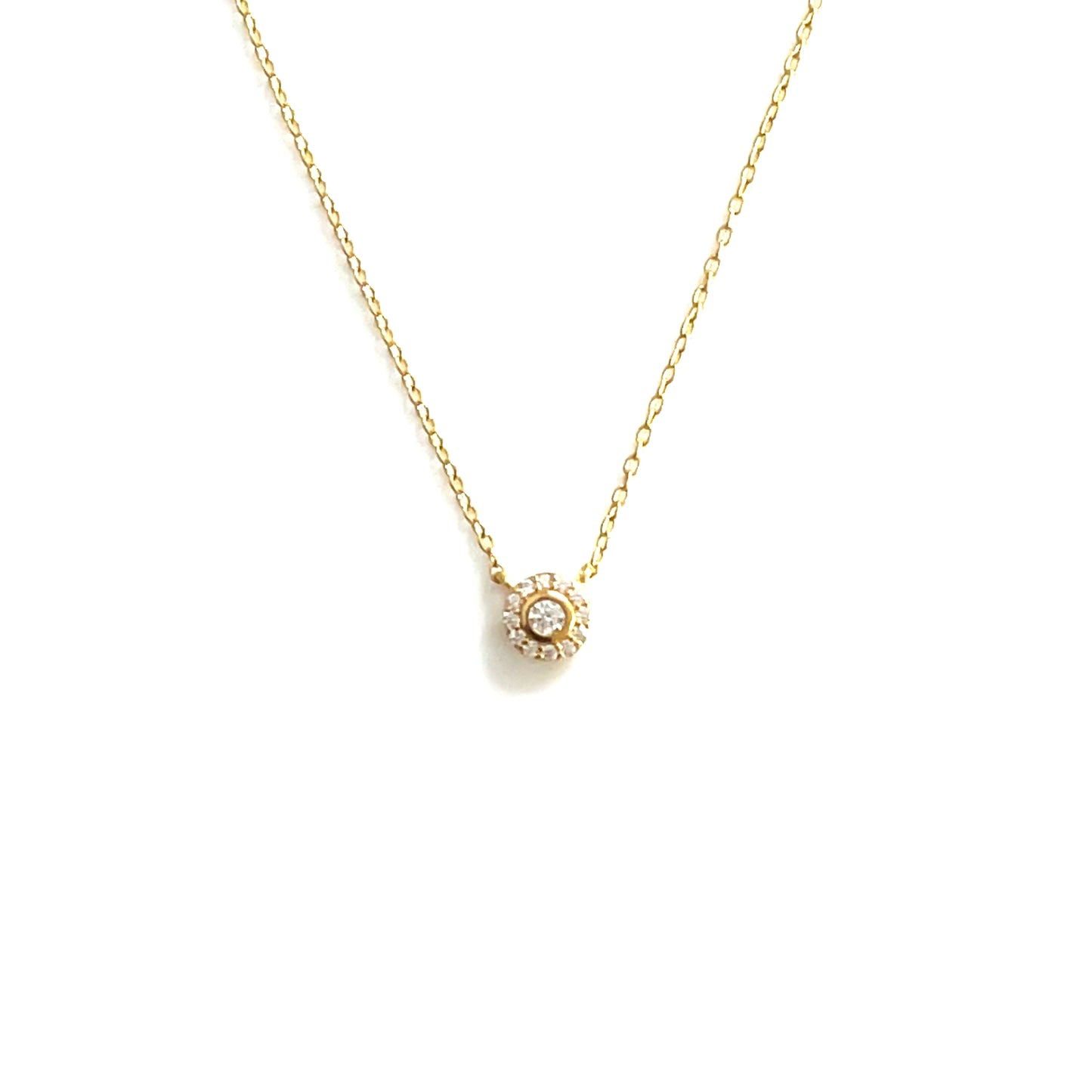 🌙 Petite Shimmer CZ Halo Pendant Necklace