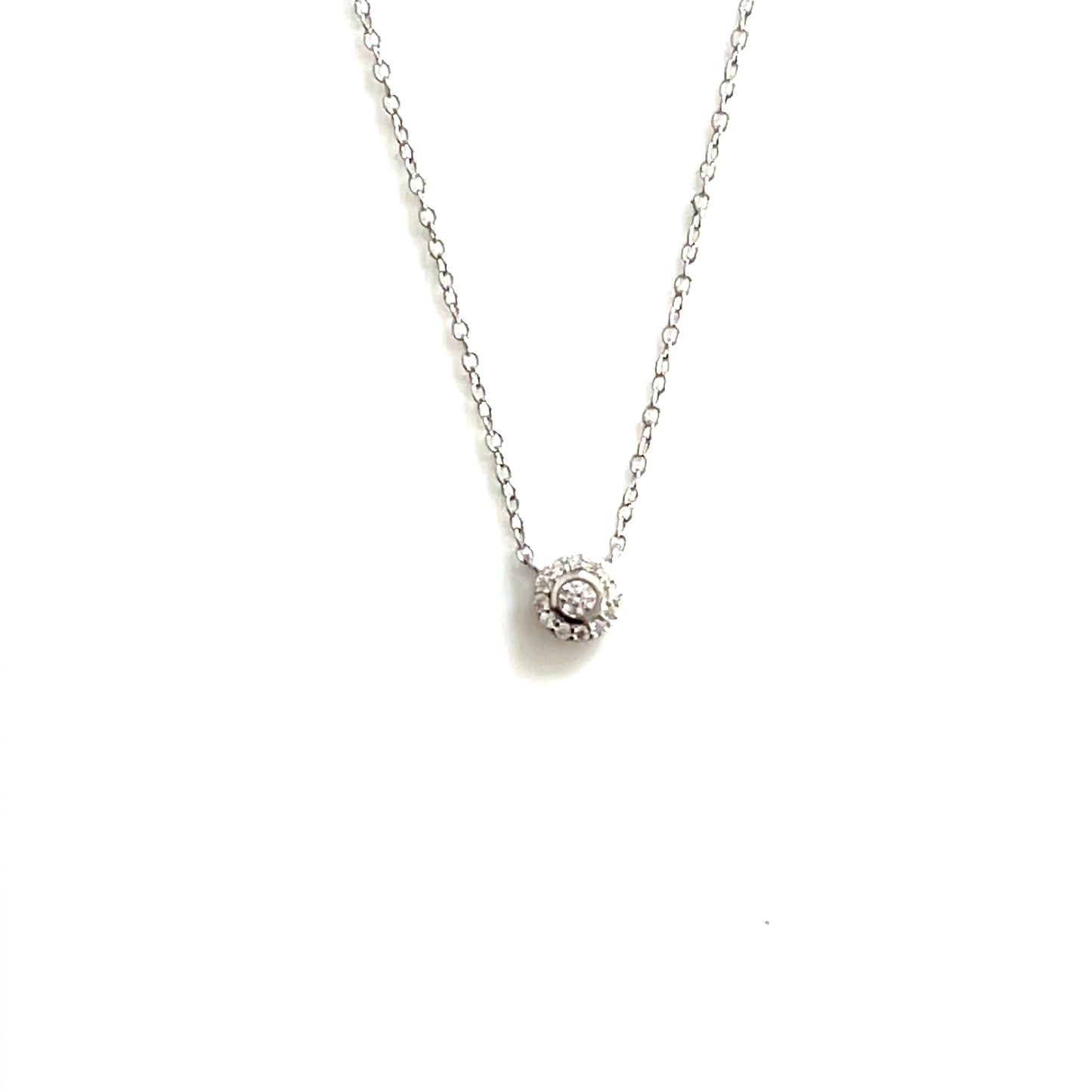🌙 Petite Shimmer CZ Halo Pendant Necklace