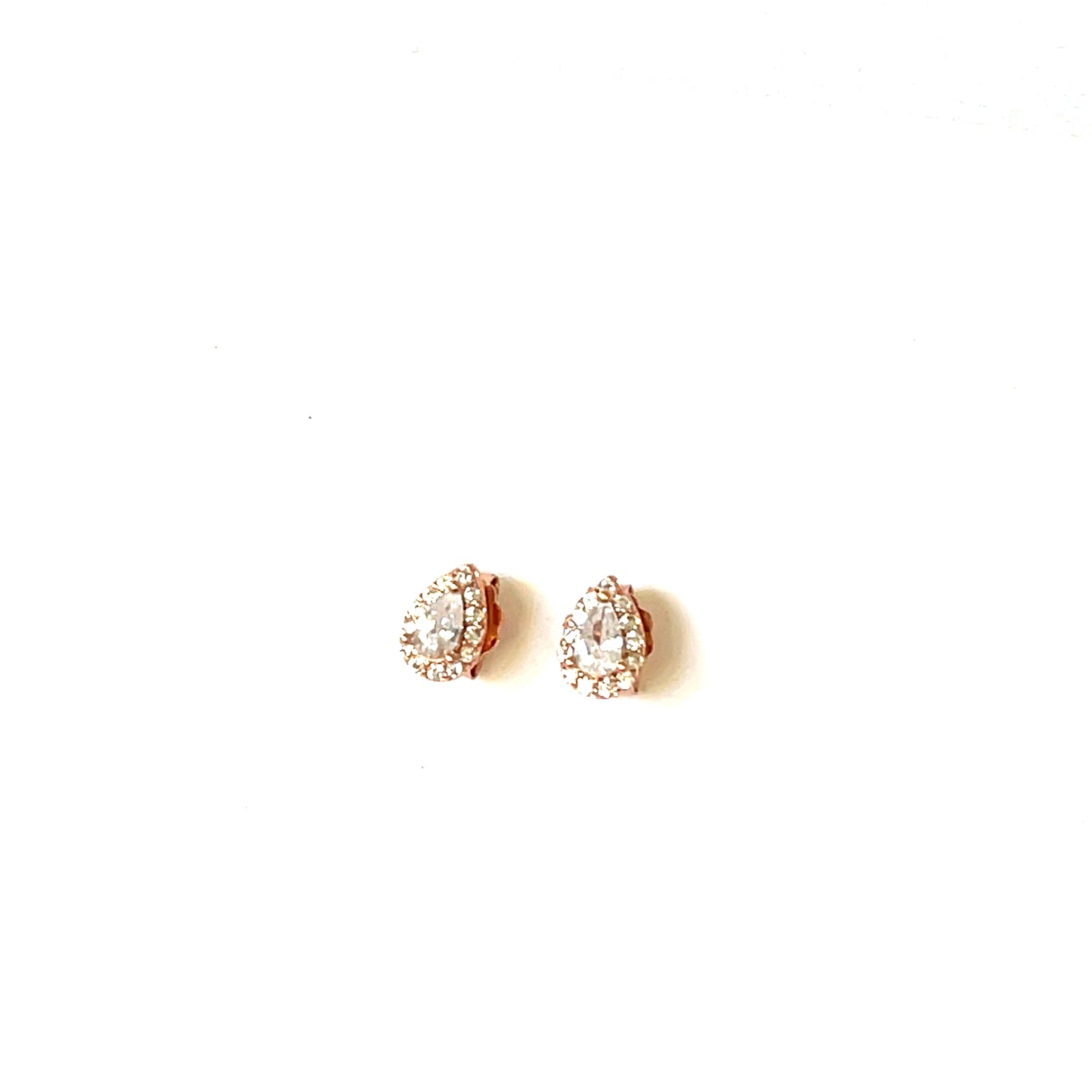 💎 Petite Teardrop Halo Stud Earrings – Sterling Silver