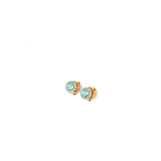 ✨ Petite Shimmer Turquoise Halo Studs