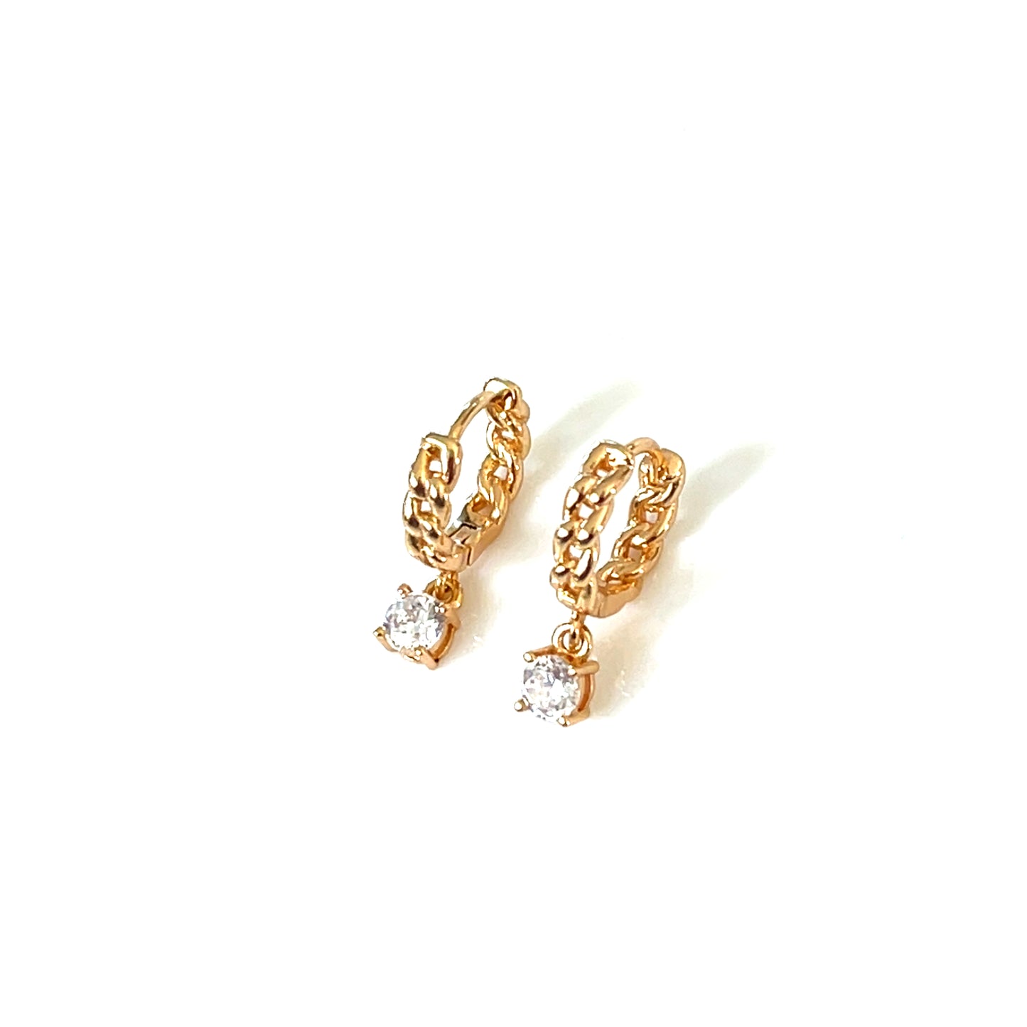 Little Luxe Curb Link CZ Drop Hoops