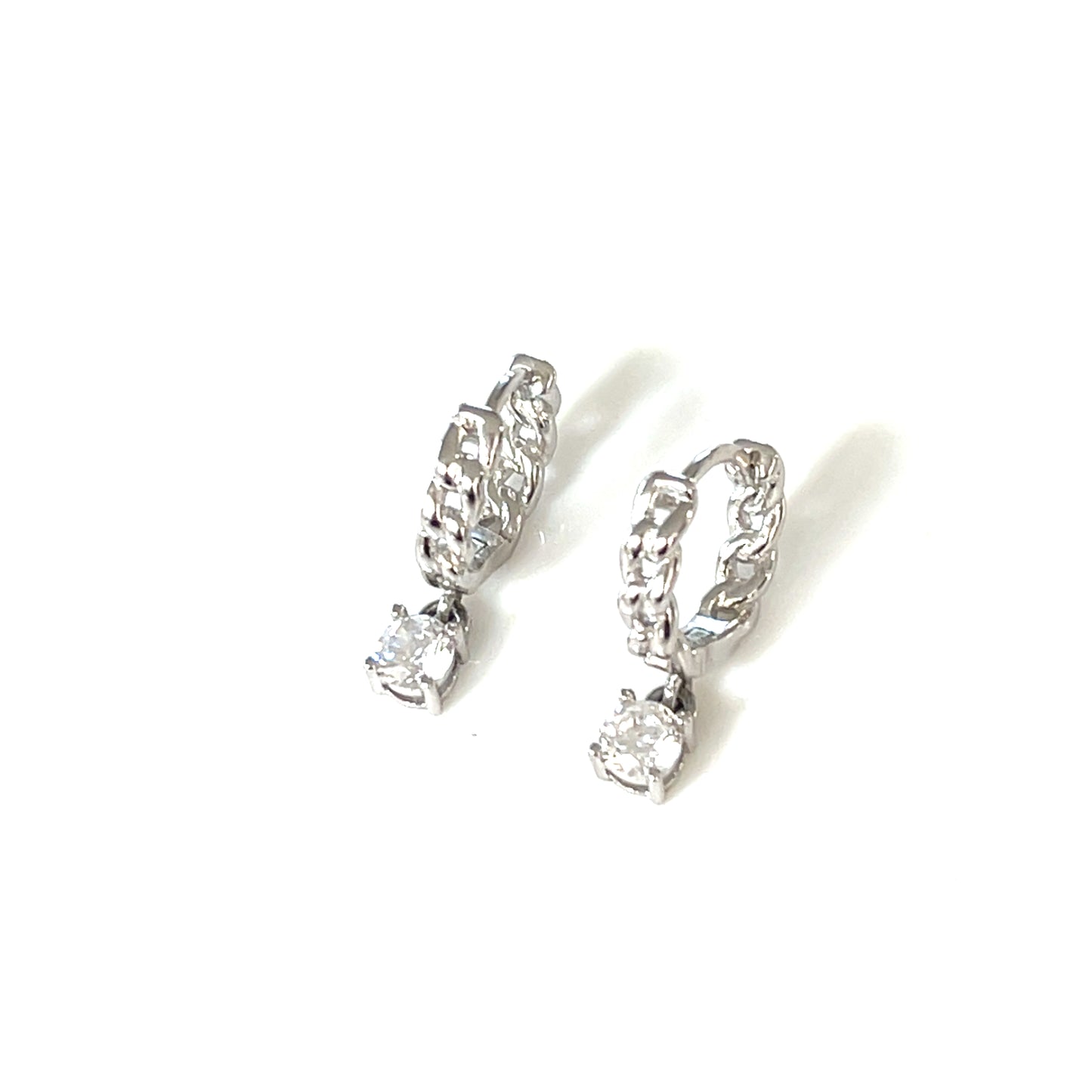 Little Luxe Curb Link CZ Drop Hoops