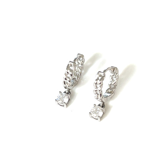 Little Luxe Curb Link CZ Drop Hoops