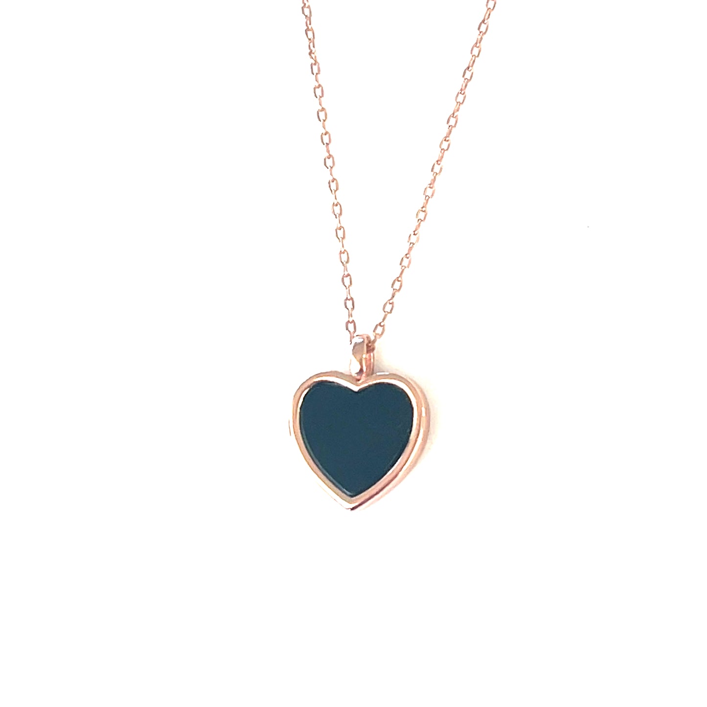 ❤️ Double‑Sided Heart Pendant Necklace black onyx with white pearl shell