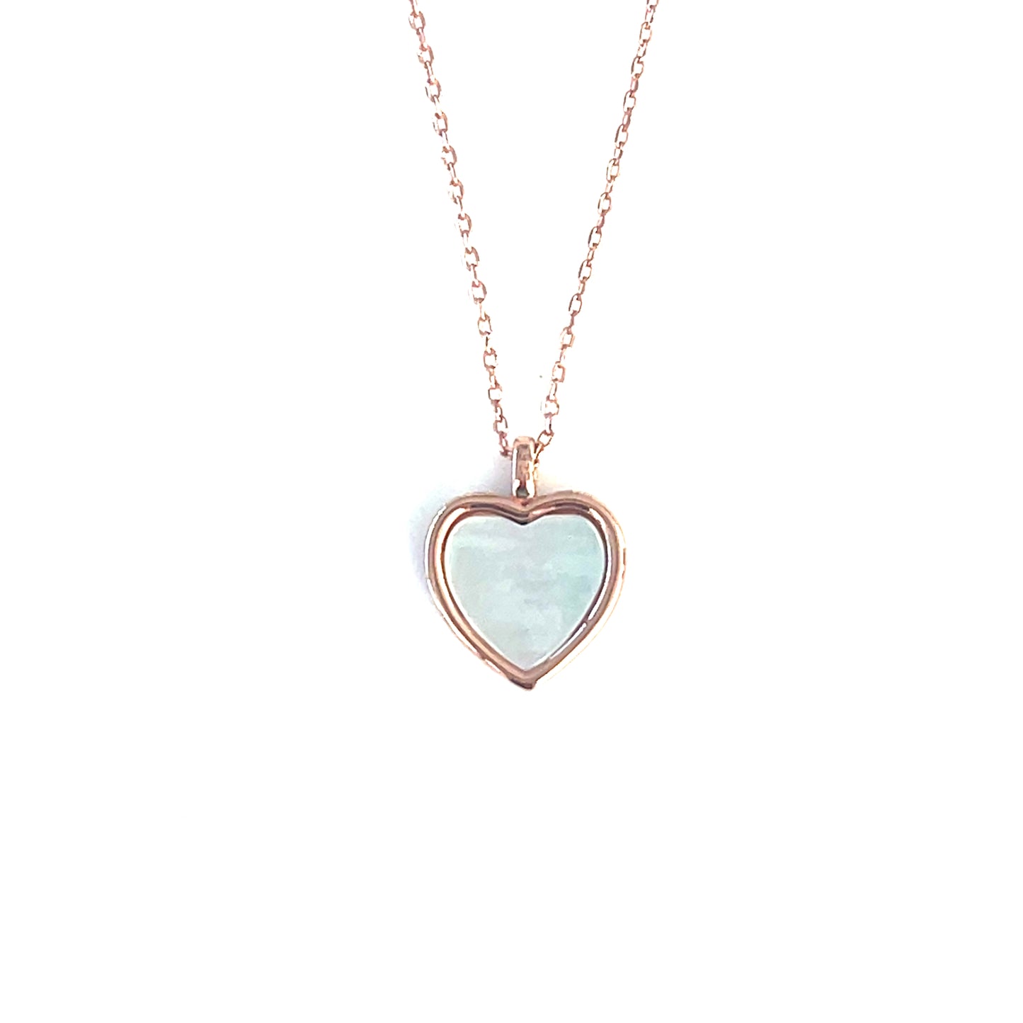 ❤️ Double‑Sided Heart Pendant Necklace Nano Turquoise · White Pearl Shell
