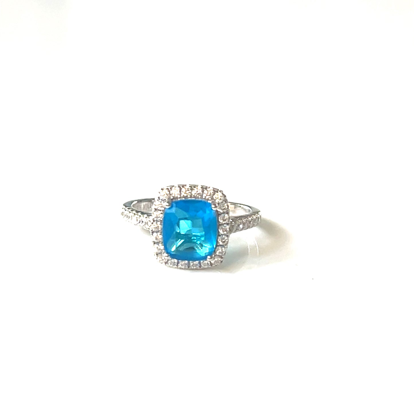 London Blue Radiant Halo Ring