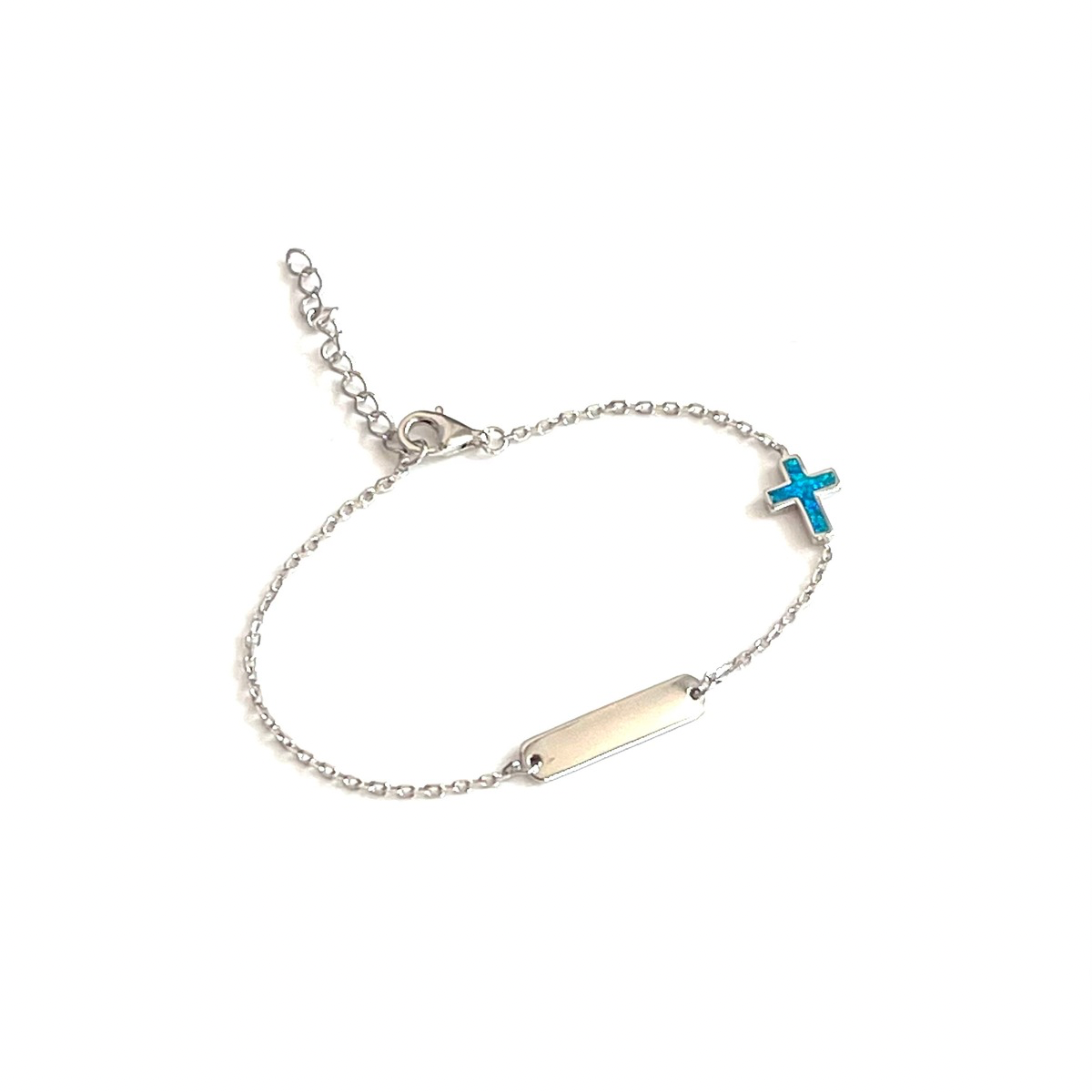 Tag & Blue Opalite Cross bracelet