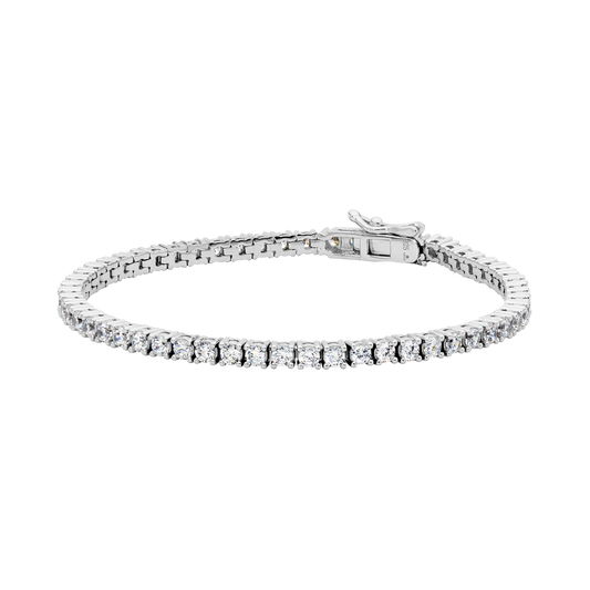 21 cm.in length, set with 3mm. cubic zirconia stones - 925 sterling silver Tennis Bracelet.