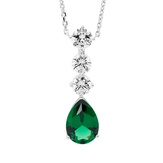Celestial Grace Teardrop Pendant- Emerald Accent