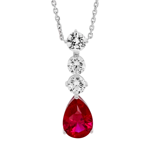 Celestial Grace Teardrop Pendant-Ruby Accent