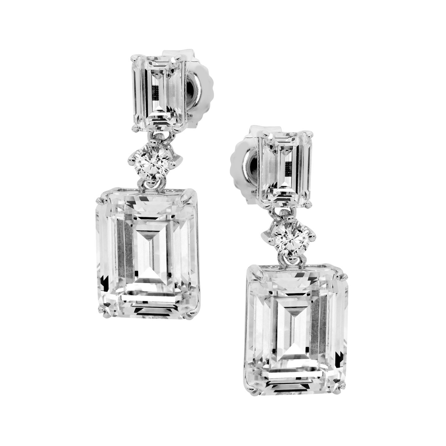 Celestial Grace Emerald-Cut Drop Earrings