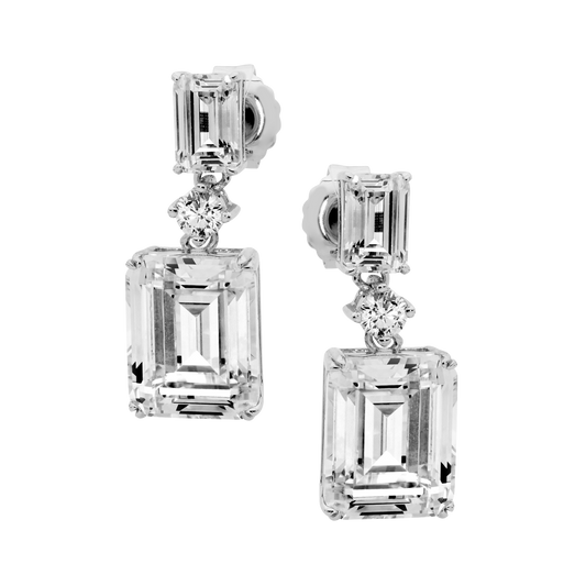 Celestial Grace Emerald-Cut Drop Earrings