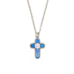 Sterling Silver Blue Opalite Design Cross Pendant Necklace