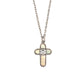 Sterling Silver White Opalite Design Cross Pendant Necklace
