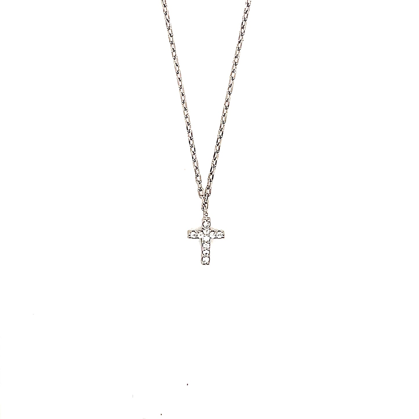 Sterling Silver Dainty Pave' Cross Necklace