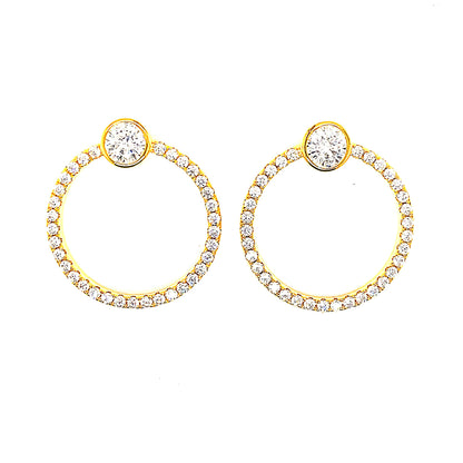 Sterling Silver Pave' Circle earrings