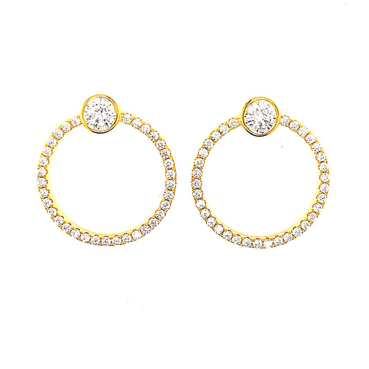 Sterling Silver Pave' Circle earrings