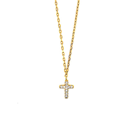 Sterling Silver Dainty Pave' Cross Necklace