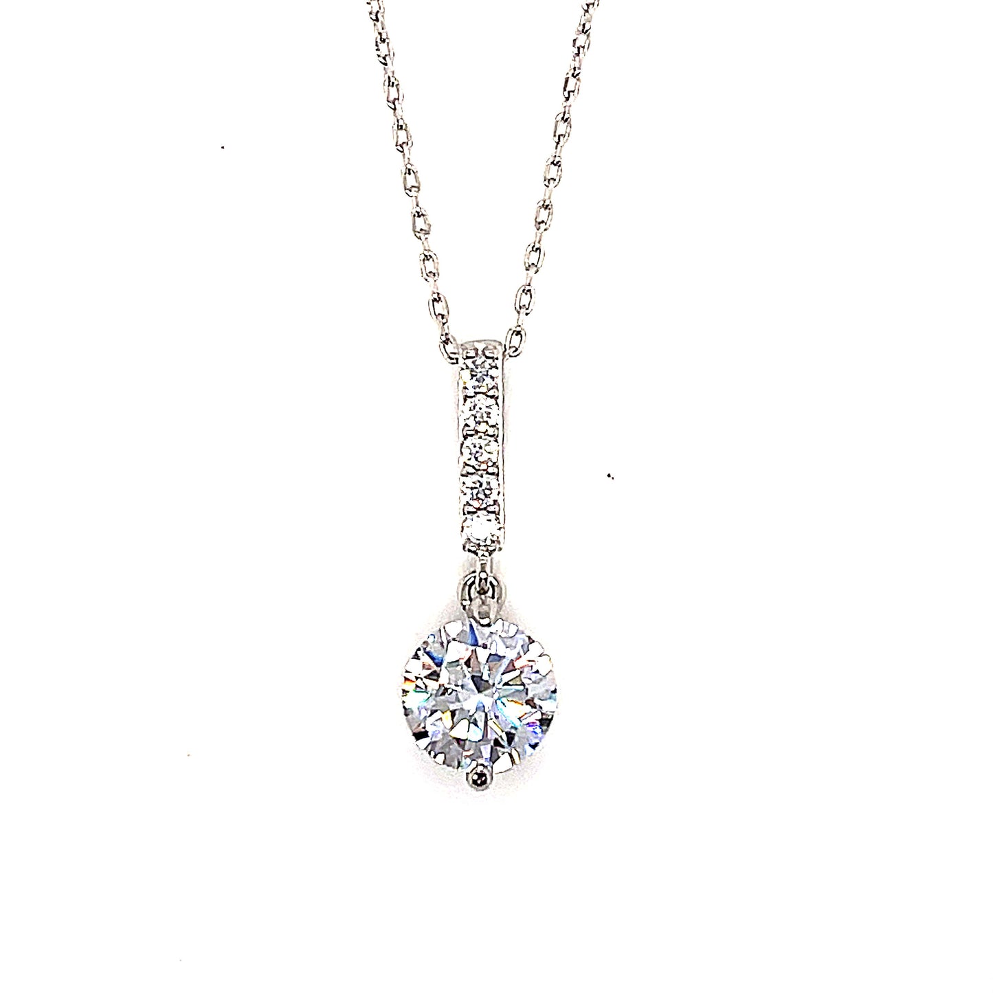 Sterling Silver Solitaire Droplet Pendant Necklace