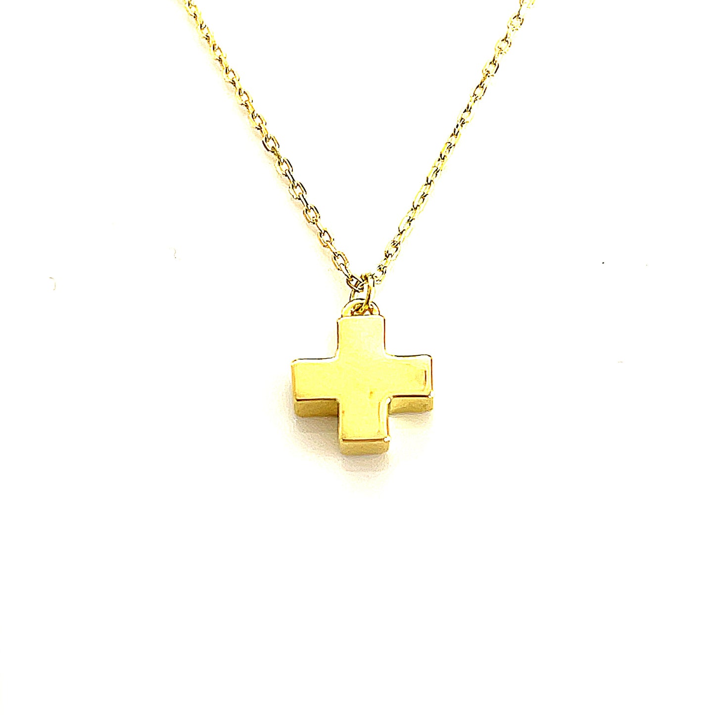 Sterling Silver Thick Square Cross Pendant Necklace