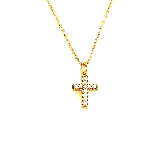 Sterling Silver Sparkle Square Cross Pendant Necklace