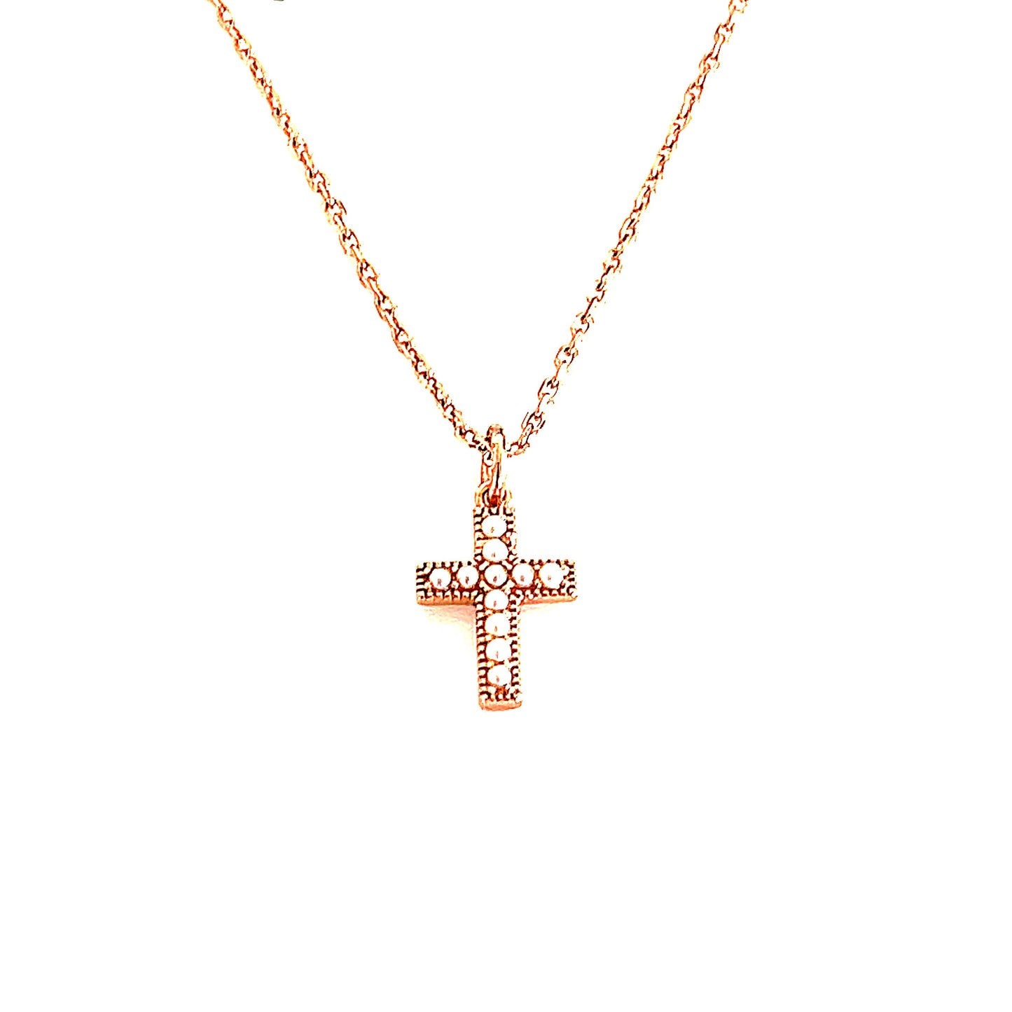 Sterling Silver Pearl Cross Pendant Necklace