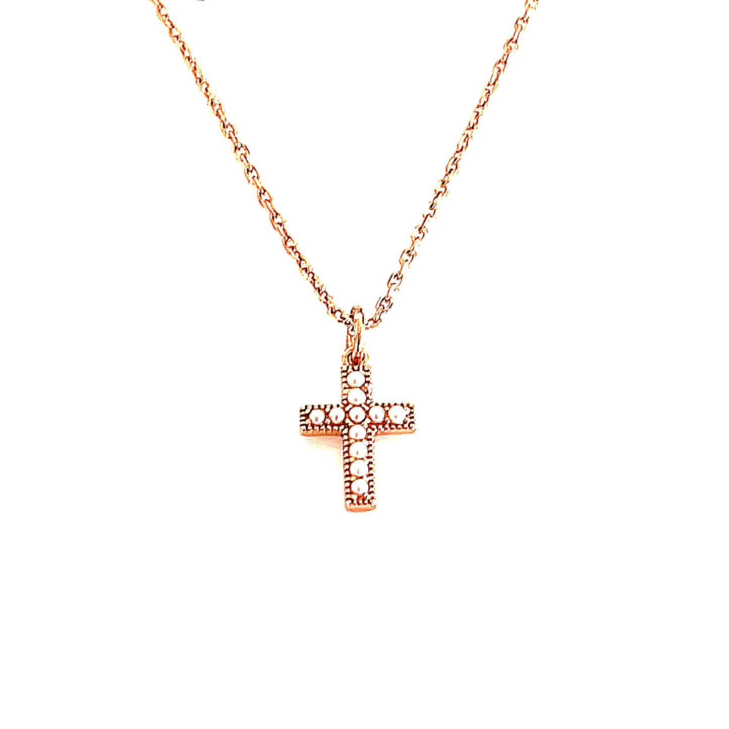 Sterling Silver Sparkle Square Cross Pendant Necklace