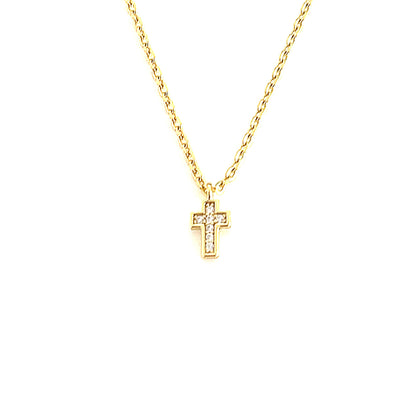 Sterling Silver Dainty Pave' Cross Pendant Necklace