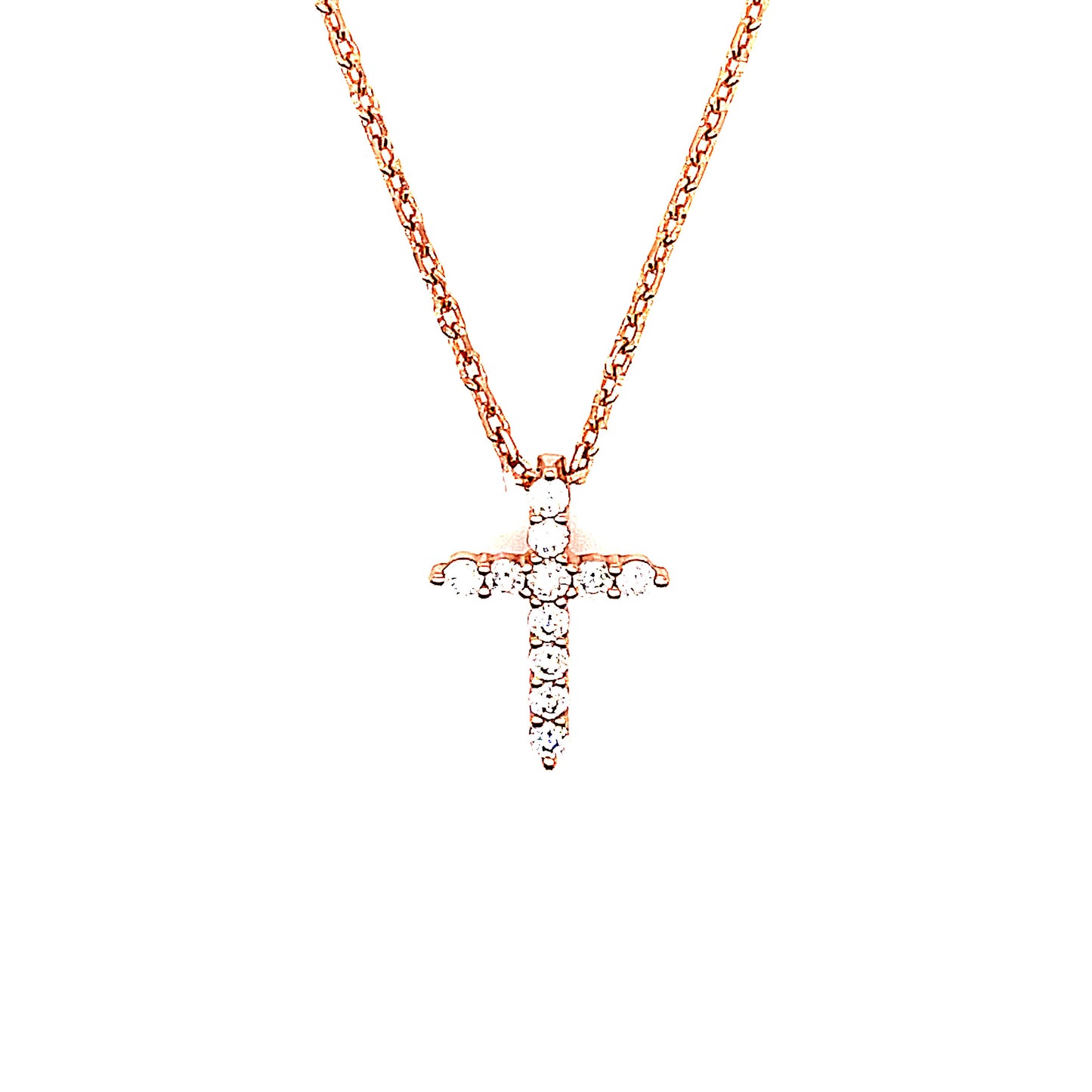 Sterling Silver Cubic Zirconia Cross Pendant Necklace