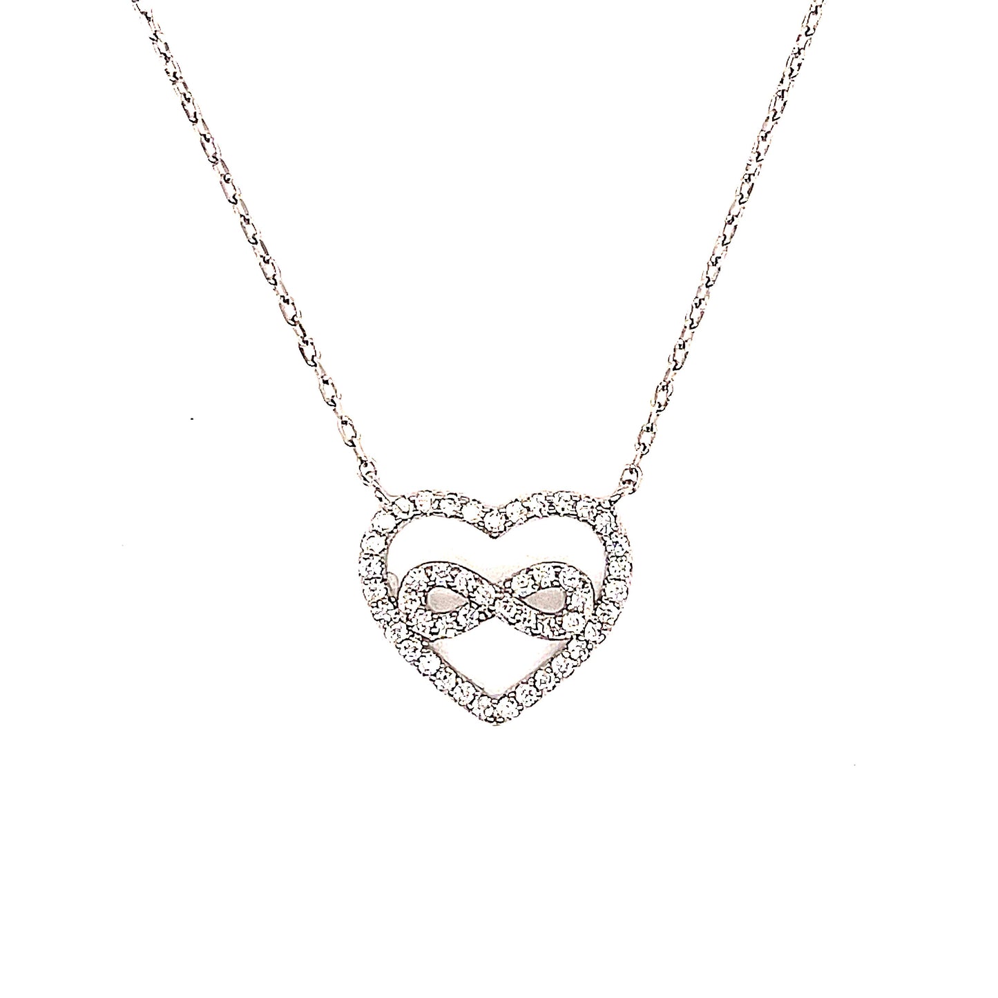 Silver Infinity Love Heart Pendant Necklace
