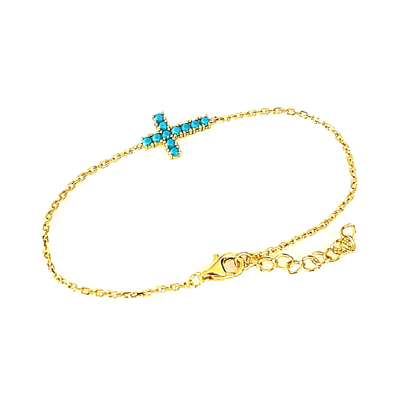 Sterling Silver Pave' Blue Turquoise Bracelet