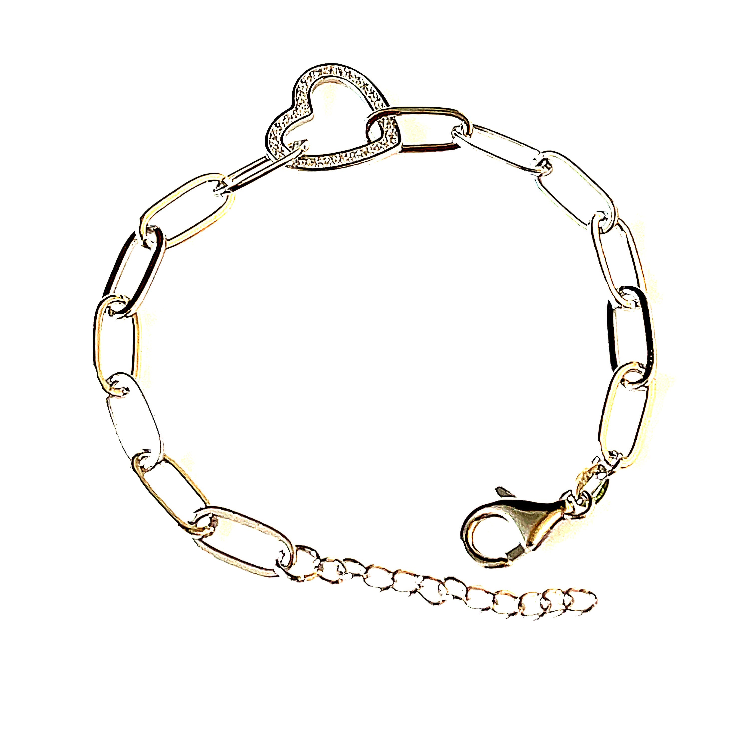 Sterling silver online heart link bracelet