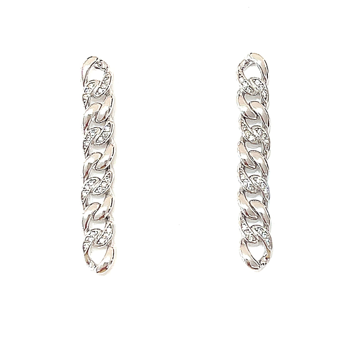 Sterling Silver Curb Chain Link Drop Earrings