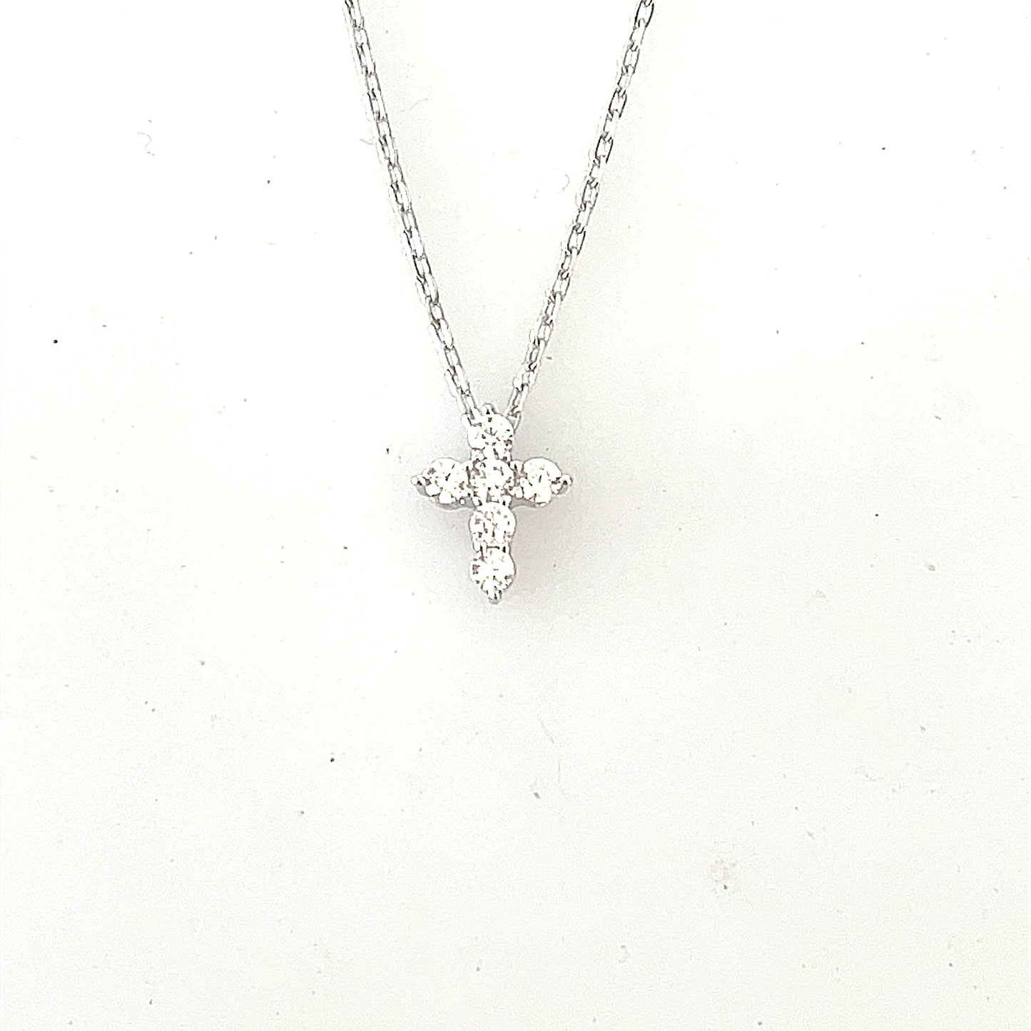 Sterling Silver Pave' Cross Necklace