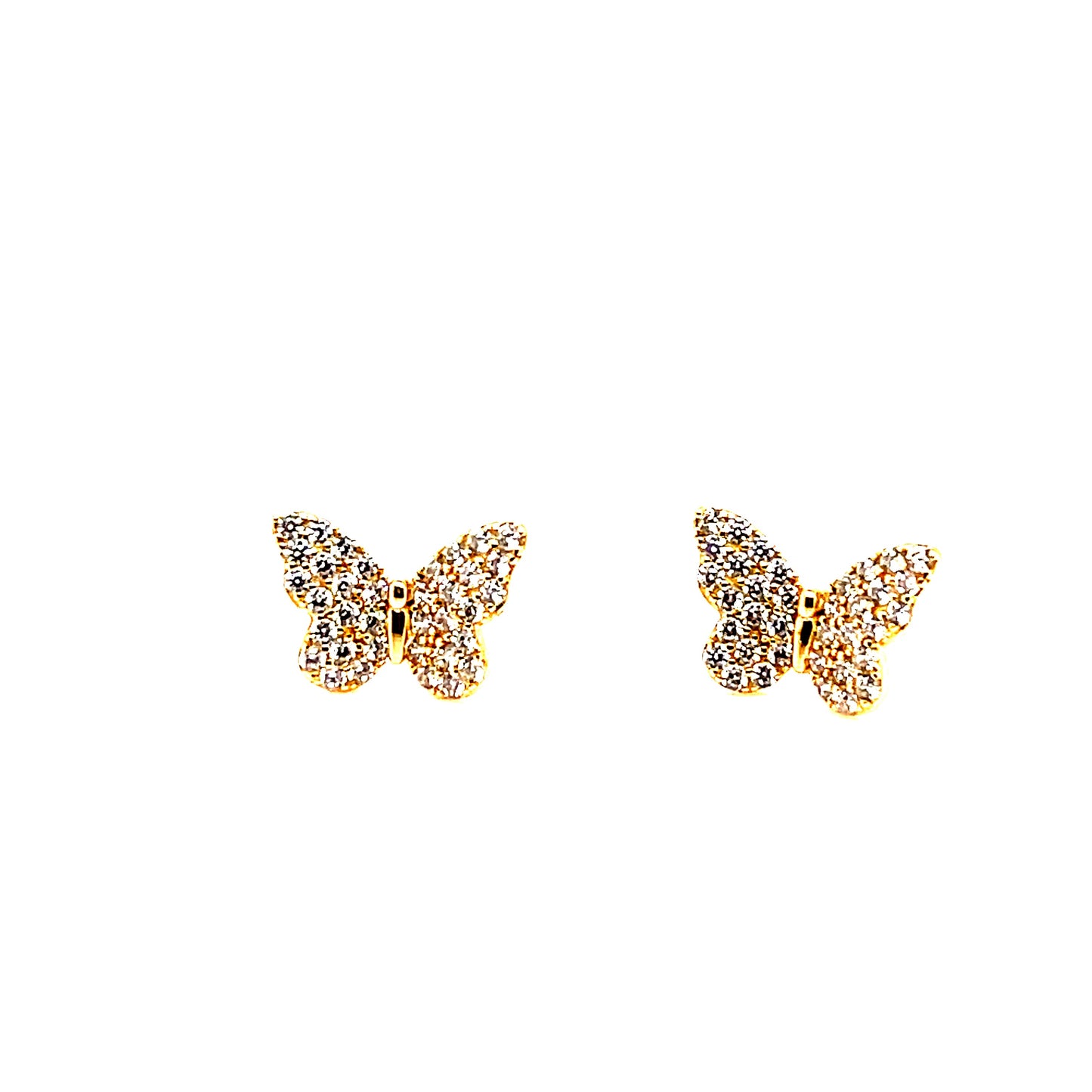 Sterling Silver CZ Encrusted Butterfly Stud Earrings