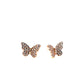 Sterling Silver CZ Encrusted Butterfly Stud Earrings
