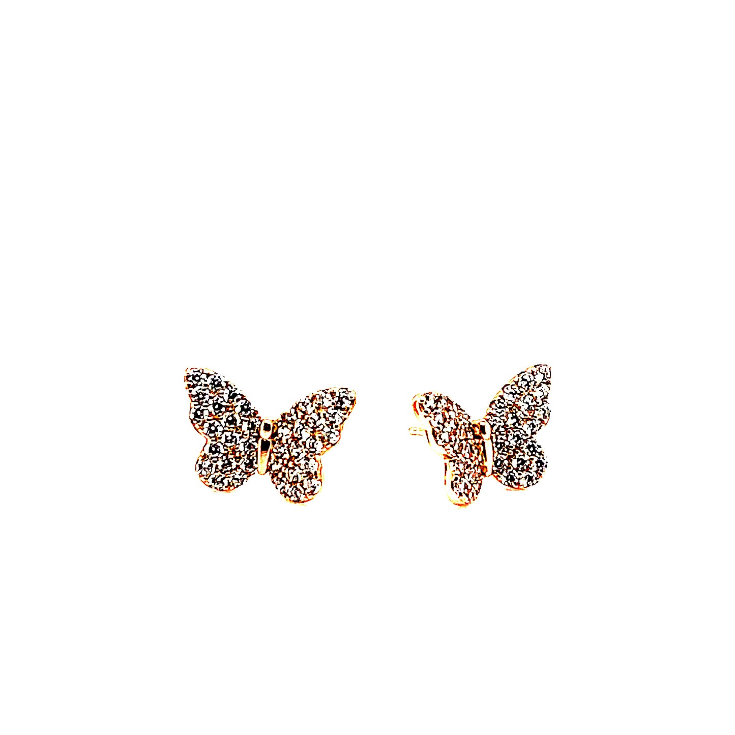 Sterling Silver CZ Encrusted Butterfly Stud Earrings