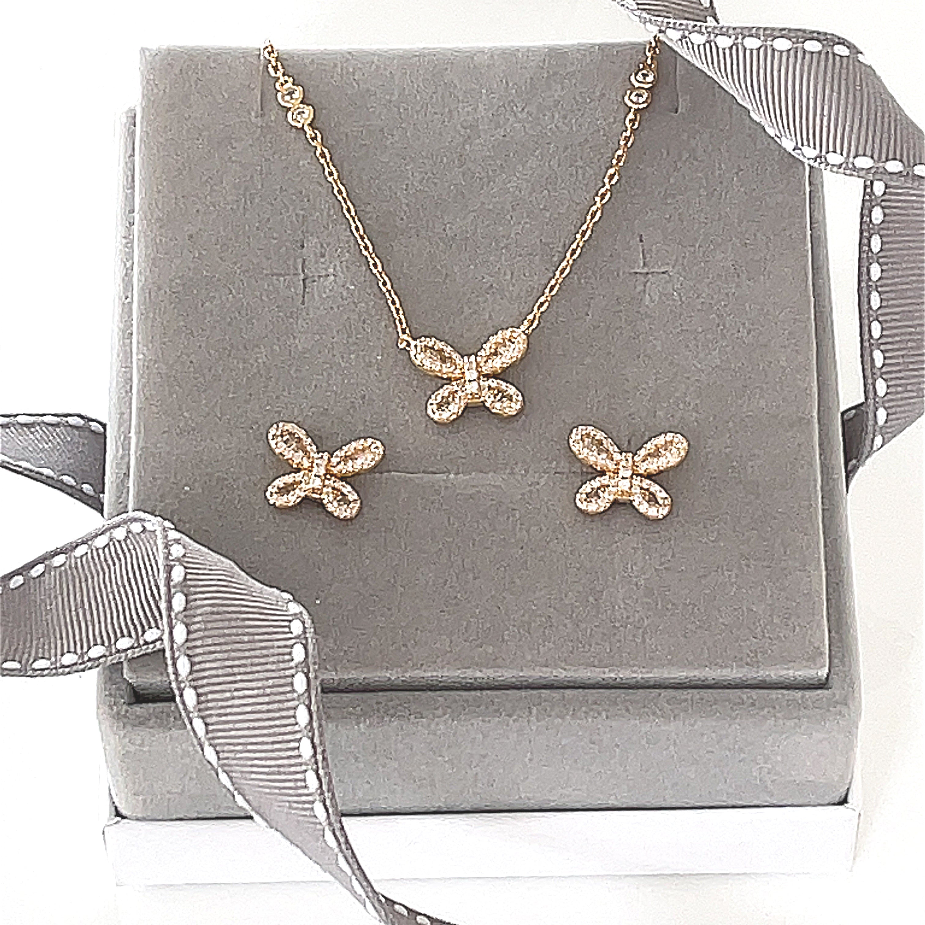 Butterfly earrings sale and necklace set