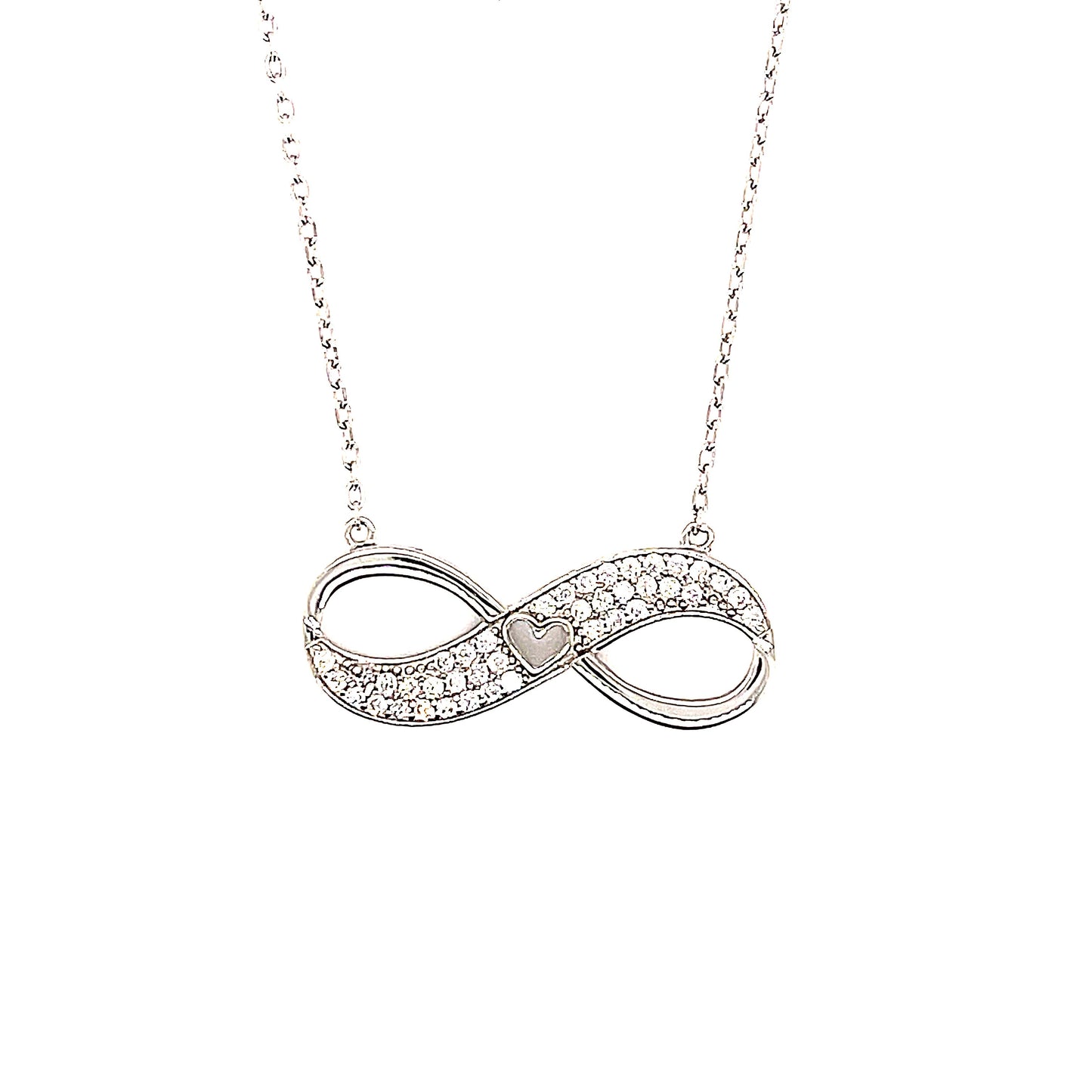Sterling Silver Heart Infinity Pendant Necklace